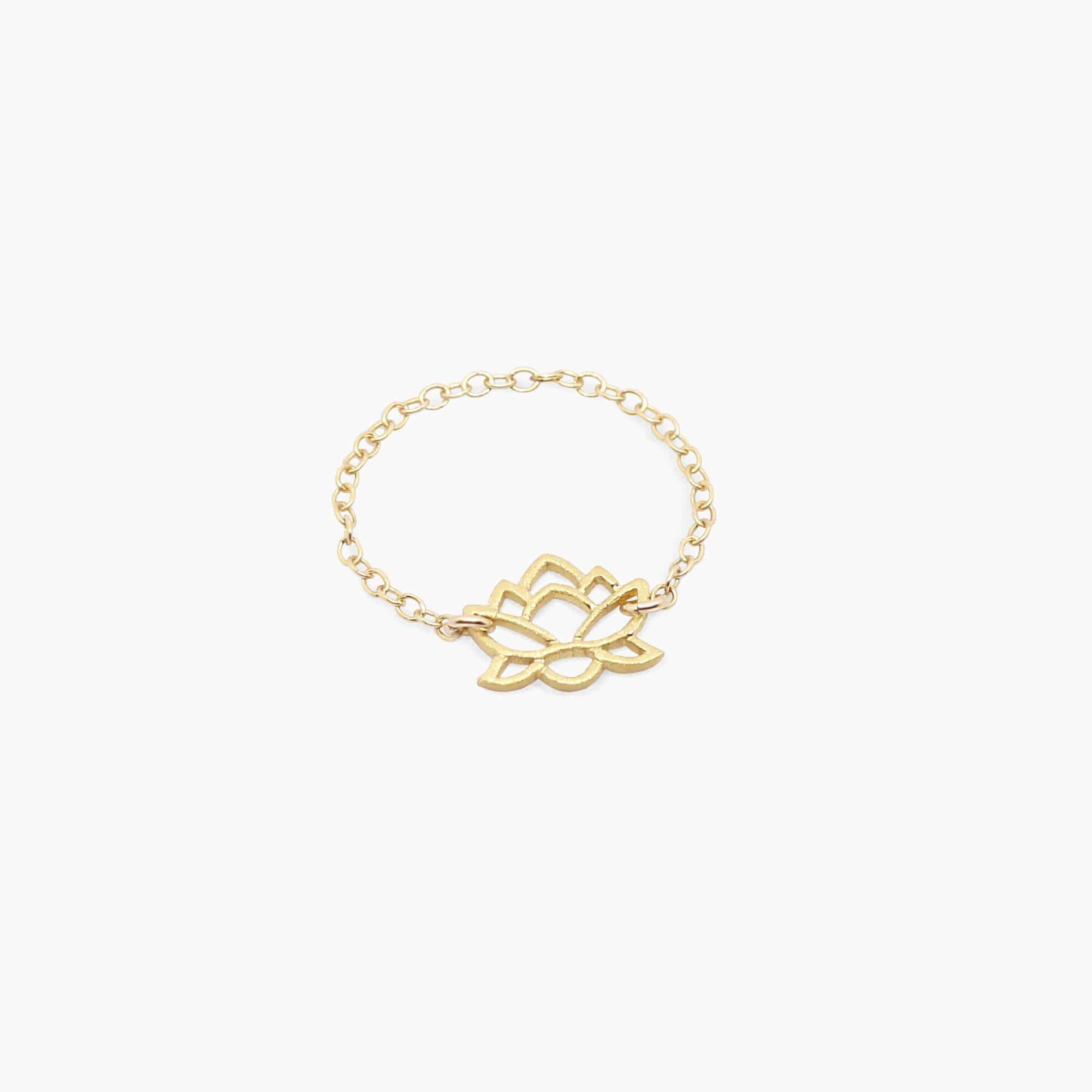 Rebirth Ring (Lotus) Dainty Ring 4 MaeMae Jewelry | Vermeil Lotus Chain Ring | Gold Filled