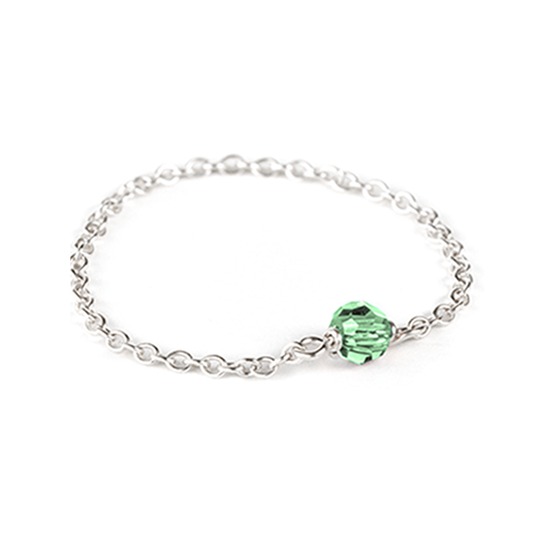 Birthstone Chain Ring - Sterling Silver Dainty Ring 5 / August - Peridot MaeMae Jewelry | Dainty Birthstone Chain Ring in Sterling Silver