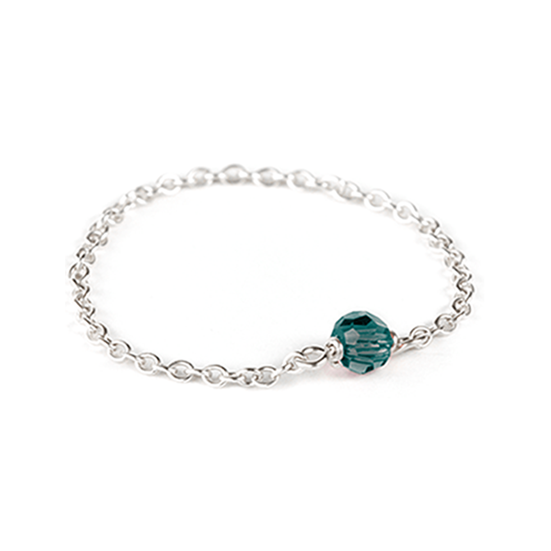 Birthstone Chain Ring - Sterling Silver Dainty Ring 5 / December - Blue Topaz MaeMae Jewelry | Dainty Birthstone Chain Ring in Sterling Silver