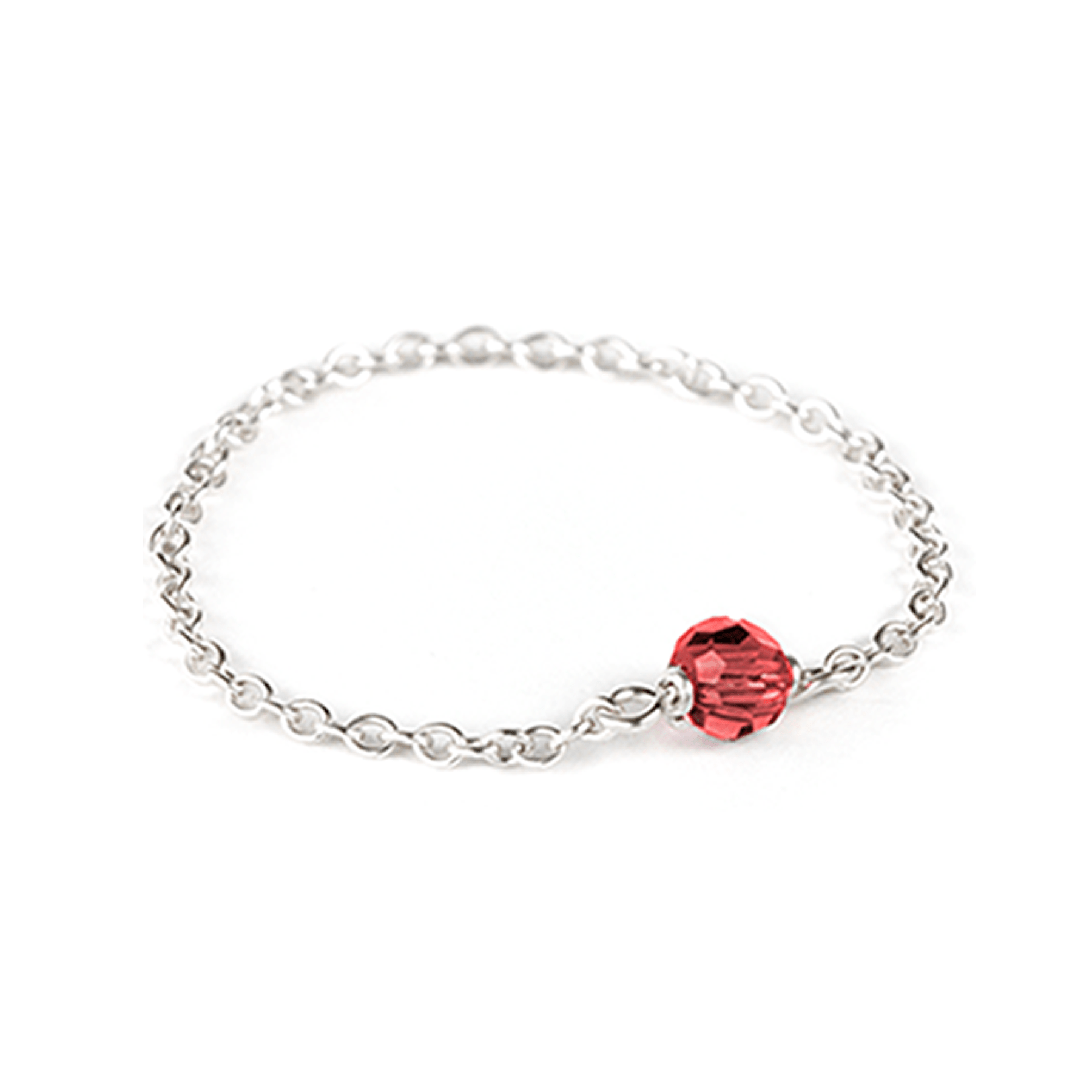 Birthstone Chain Ring - Sterling Silver Dainty Ring 5 / July - Ruby MaeMae Jewelry | Dainty Birthstone Chain Ring in Sterling Silver