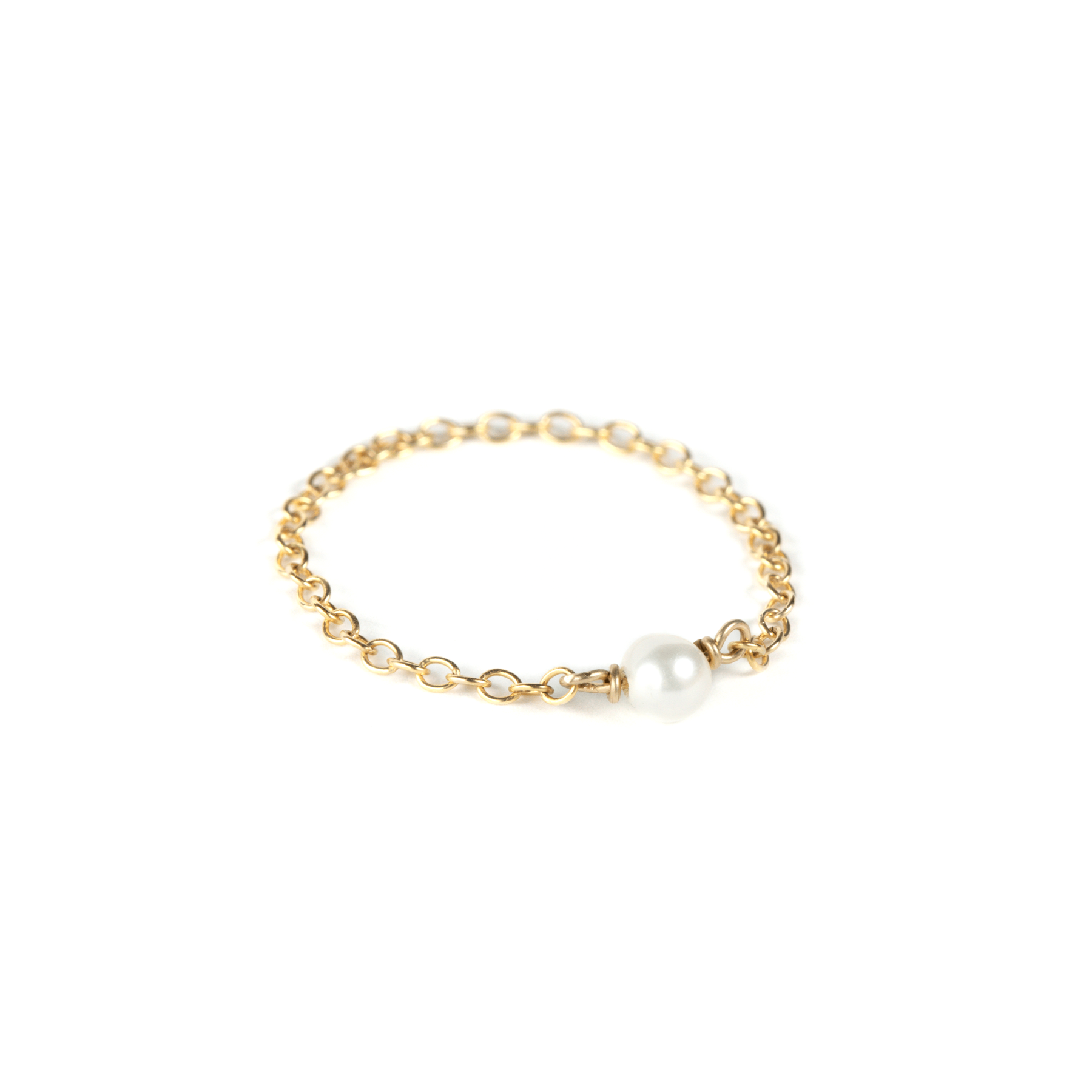pearl birthstone gold filled chai on white background