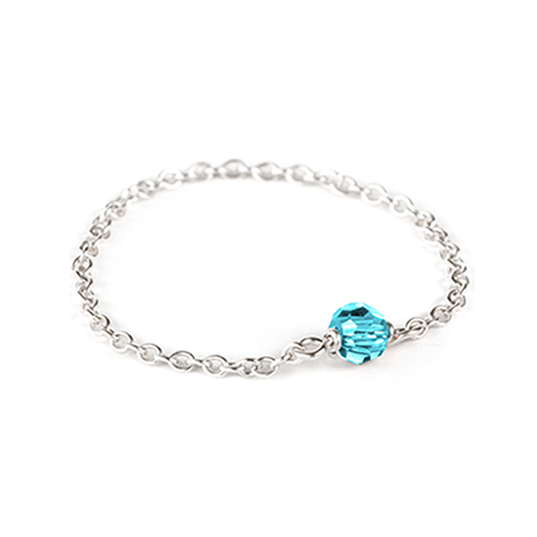 Birthstone Chain Ring - Sterling Silver Dainty Ring 5 / March - Aquamarine MaeMae Jewelry | Dainty Birthstone Chain Ring in Sterling Silver