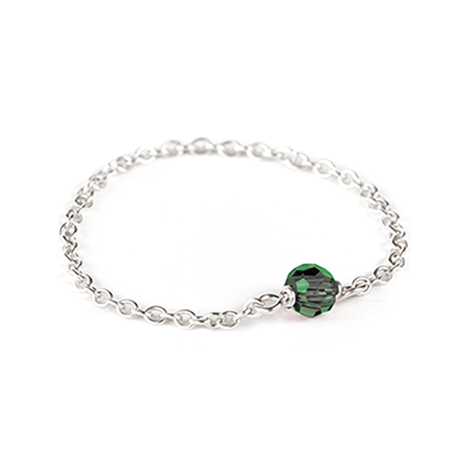 Birthstone Chain Ring - Sterling Silver Dainty Ring 5 / May - Emerald MaeMae Jewelry | Dainty Birthstone Chain Ring in Sterling Silver