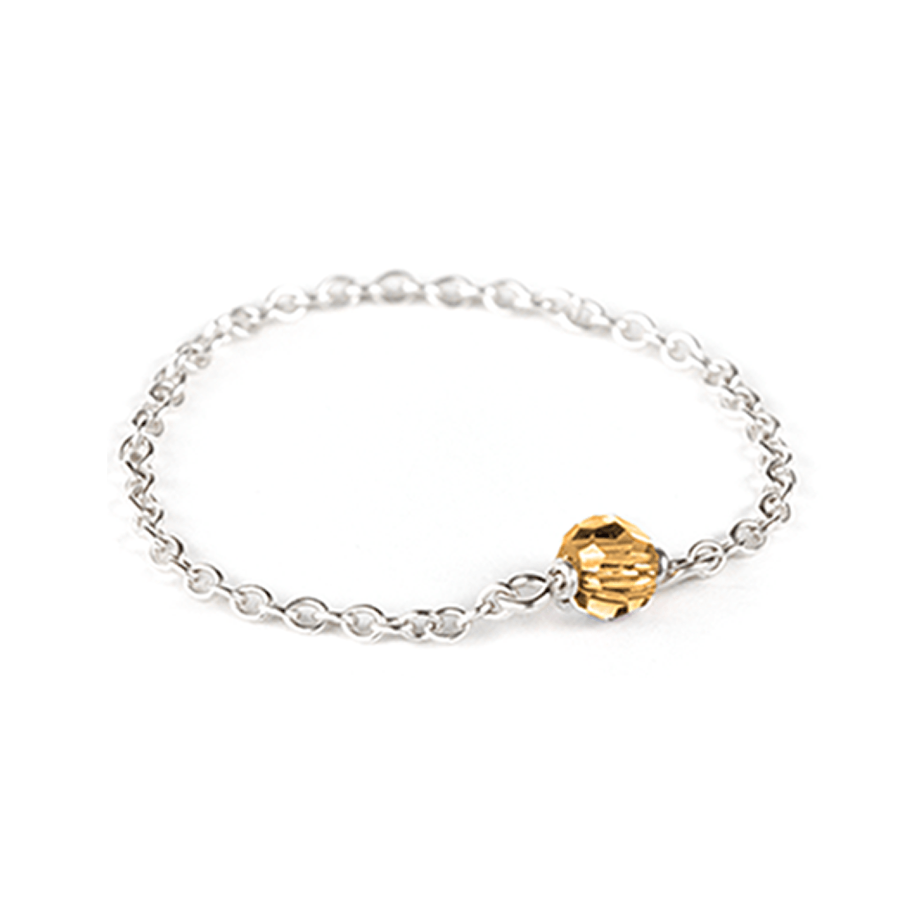Birthstone Chain Ring - Sterling Silver Dainty Ring 5 / November - Topaz MaeMae Jewelry | Dainty Birthstone Chain Ring in Sterling Silver