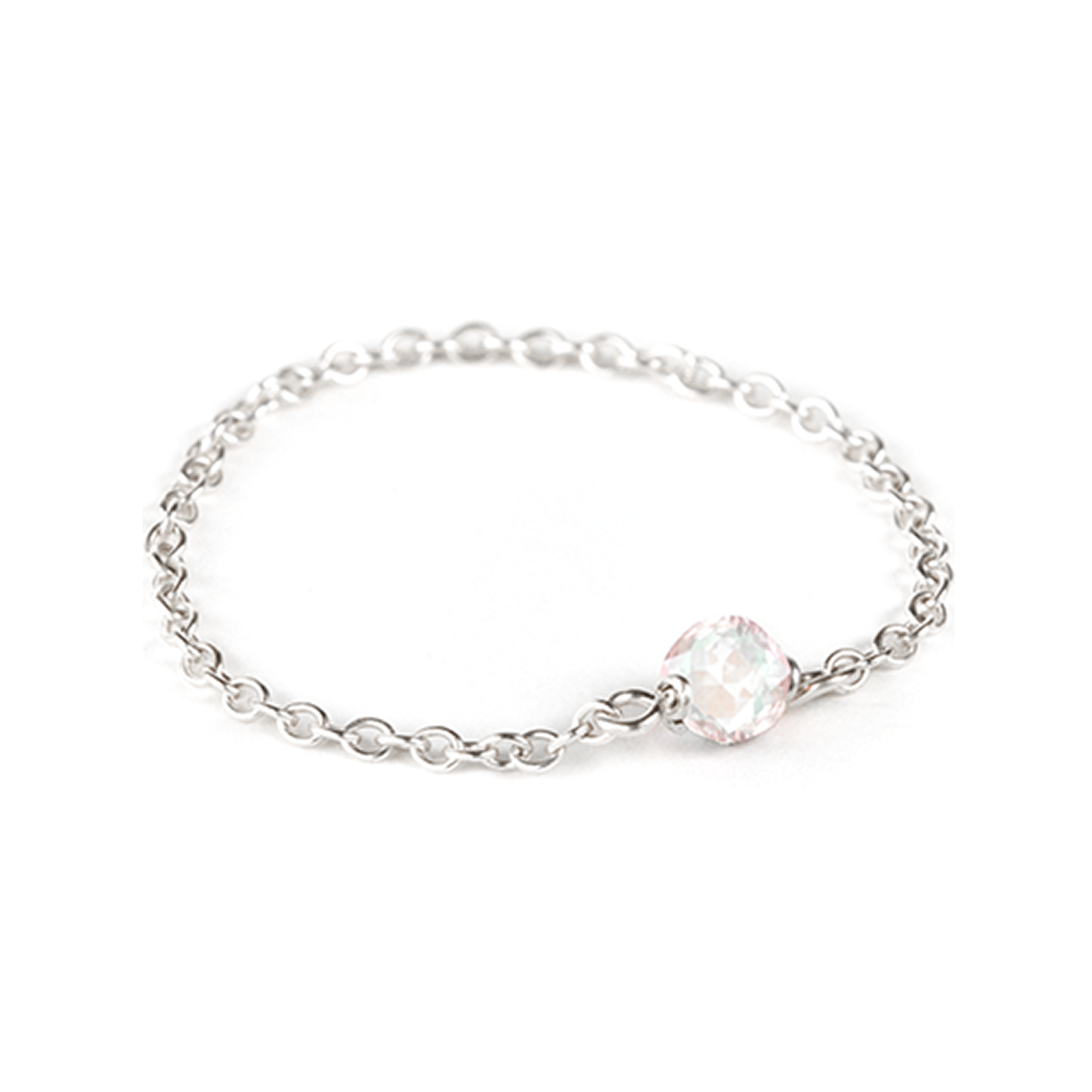 Birthstone Chain Ring - Sterling Silver Dainty Ring 5 / October - Opal MaeMae Jewelry | Dainty Birthstone Chain Ring in Sterling Silver