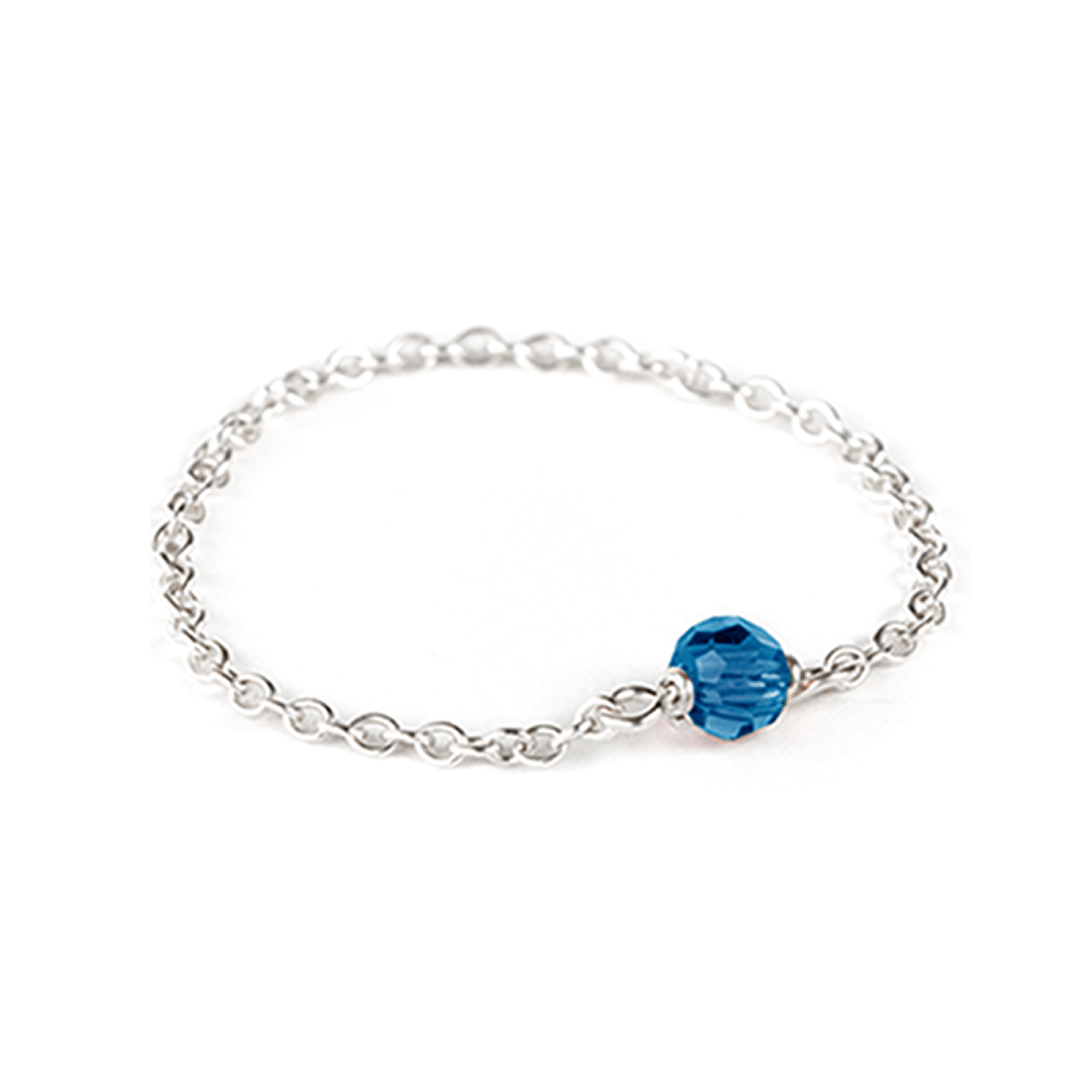 Birthstone Chain Ring - Sterling Silver Dainty Ring 5 / September - Sapphire MaeMae Jewelry | Dainty Birthstone Chain Ring in Sterling Silver