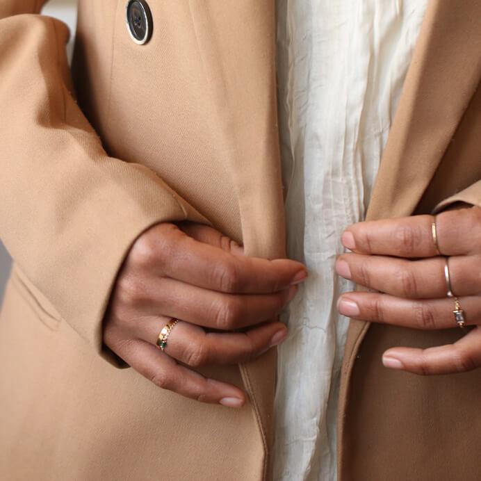 Milestone Ring Dainty Ring MaeMae Jewelry | Baguette Crystal | Chain Ring