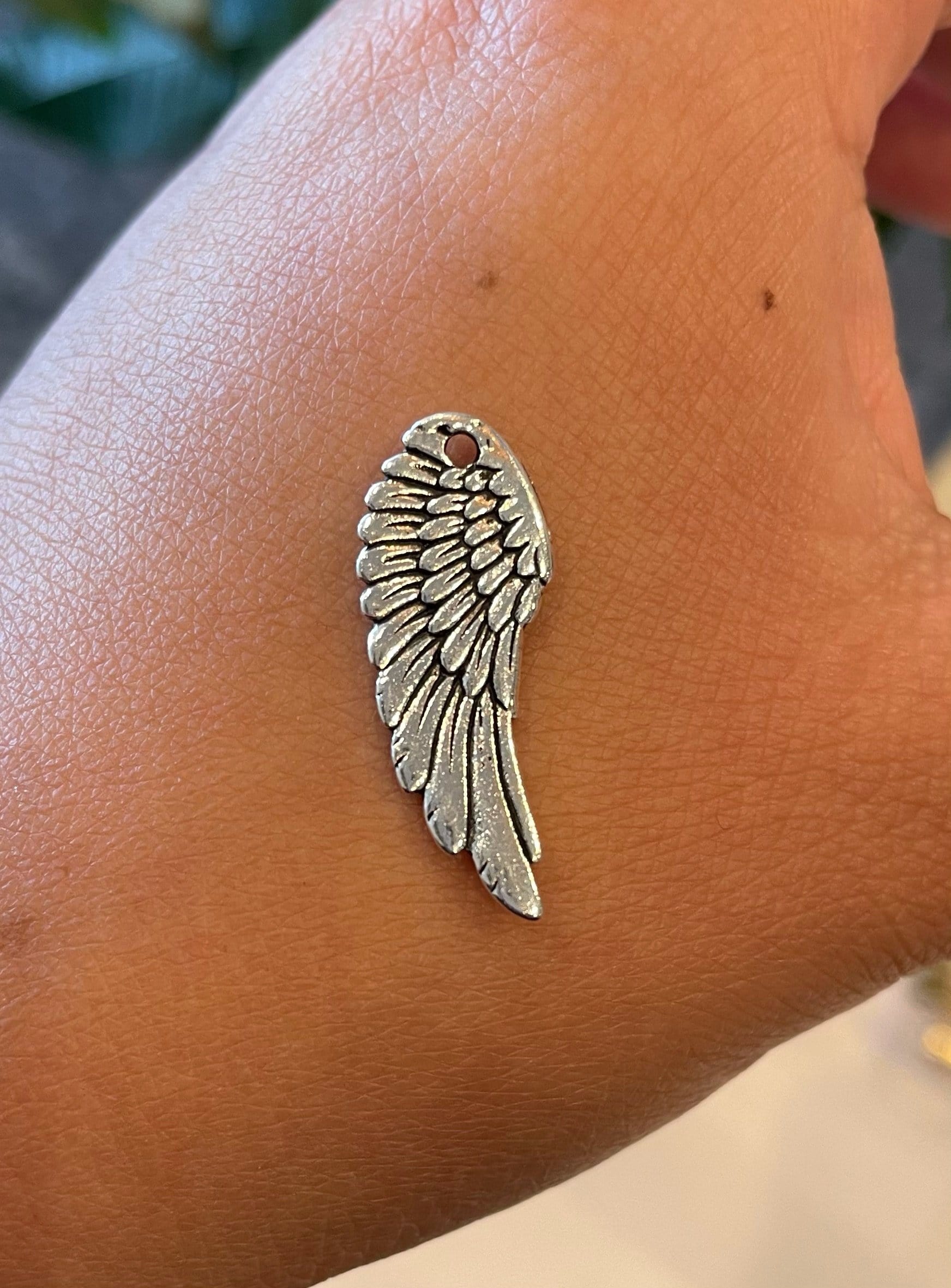 Custom Necklace Bar Charms Dainty Silver Wing Charm