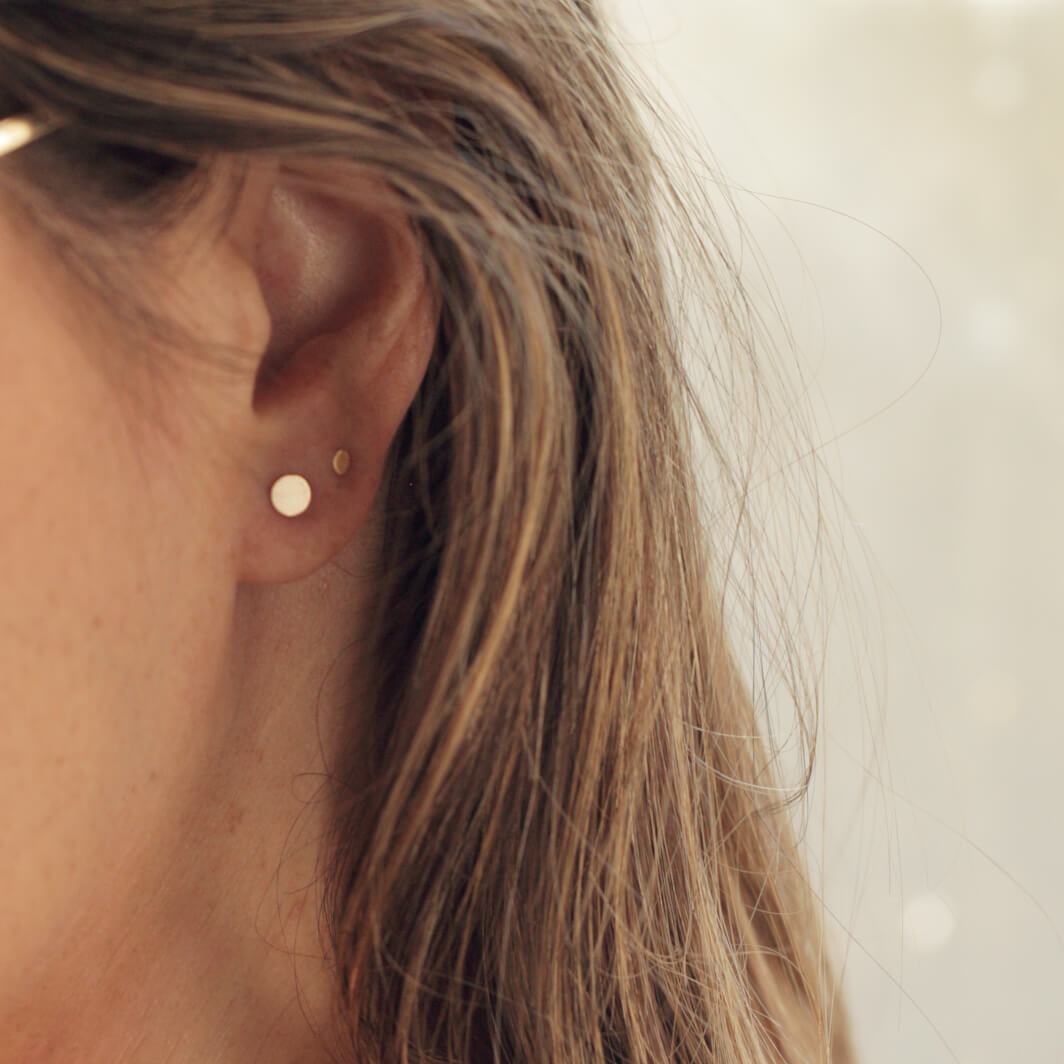 Tiny Gold Dot Circle Stud Earrings Dainty Studs 14k Gold Filled