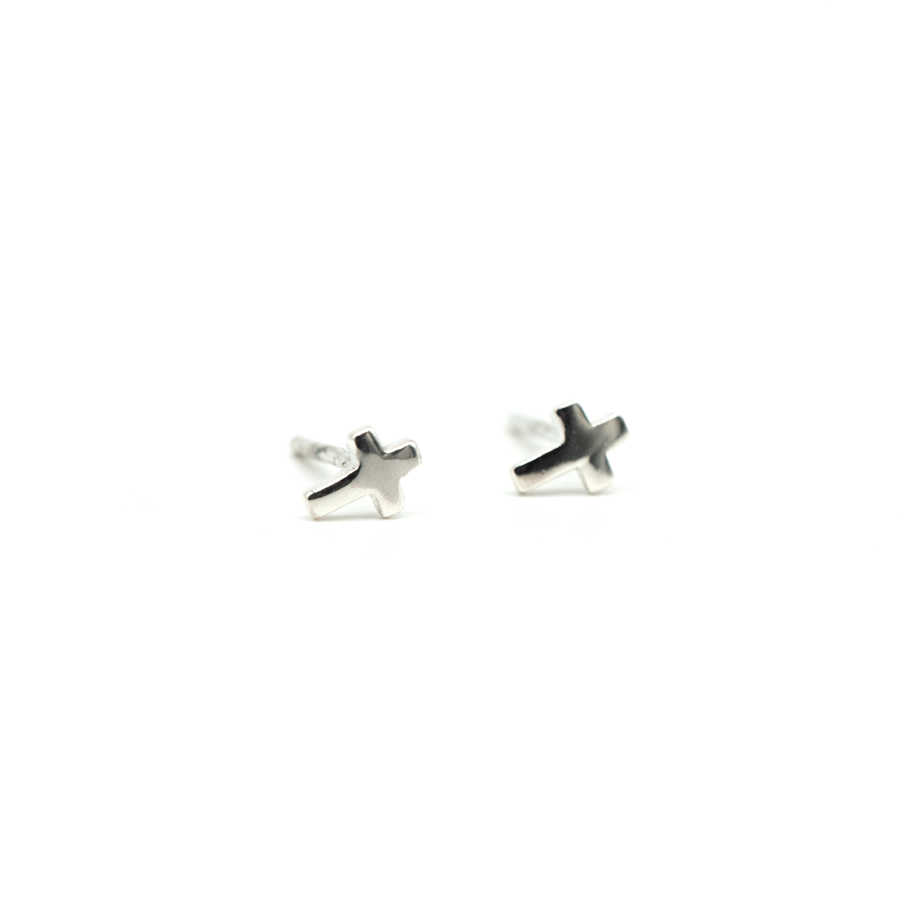Silver Cross Studs Dainty Studs Sterling Silver MaeMae Jewelry | Silver Cross Studs