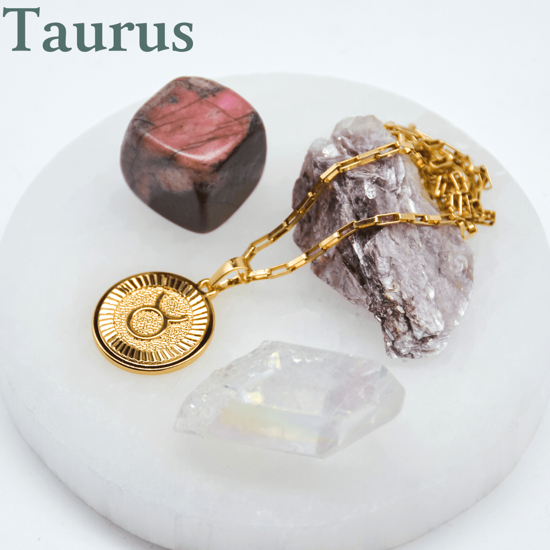 Zodiac Medallion Necklace Dainty Taurus Zodiac Medallion Necklace | Gold Filled Jewelry | Zodiac Symbols