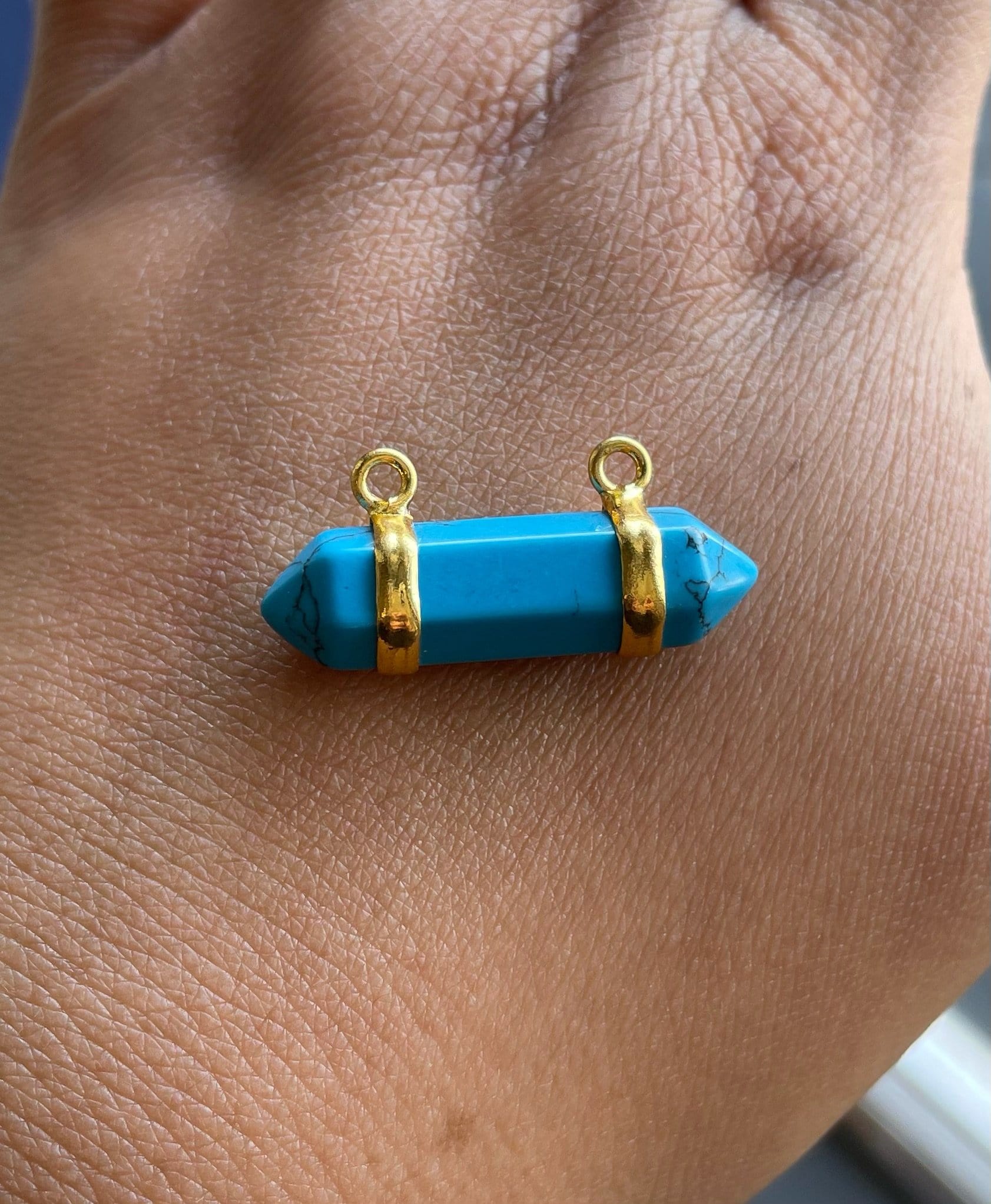 Custom Necklace Bar Charms Dainty Turquoise DT Mini Wand