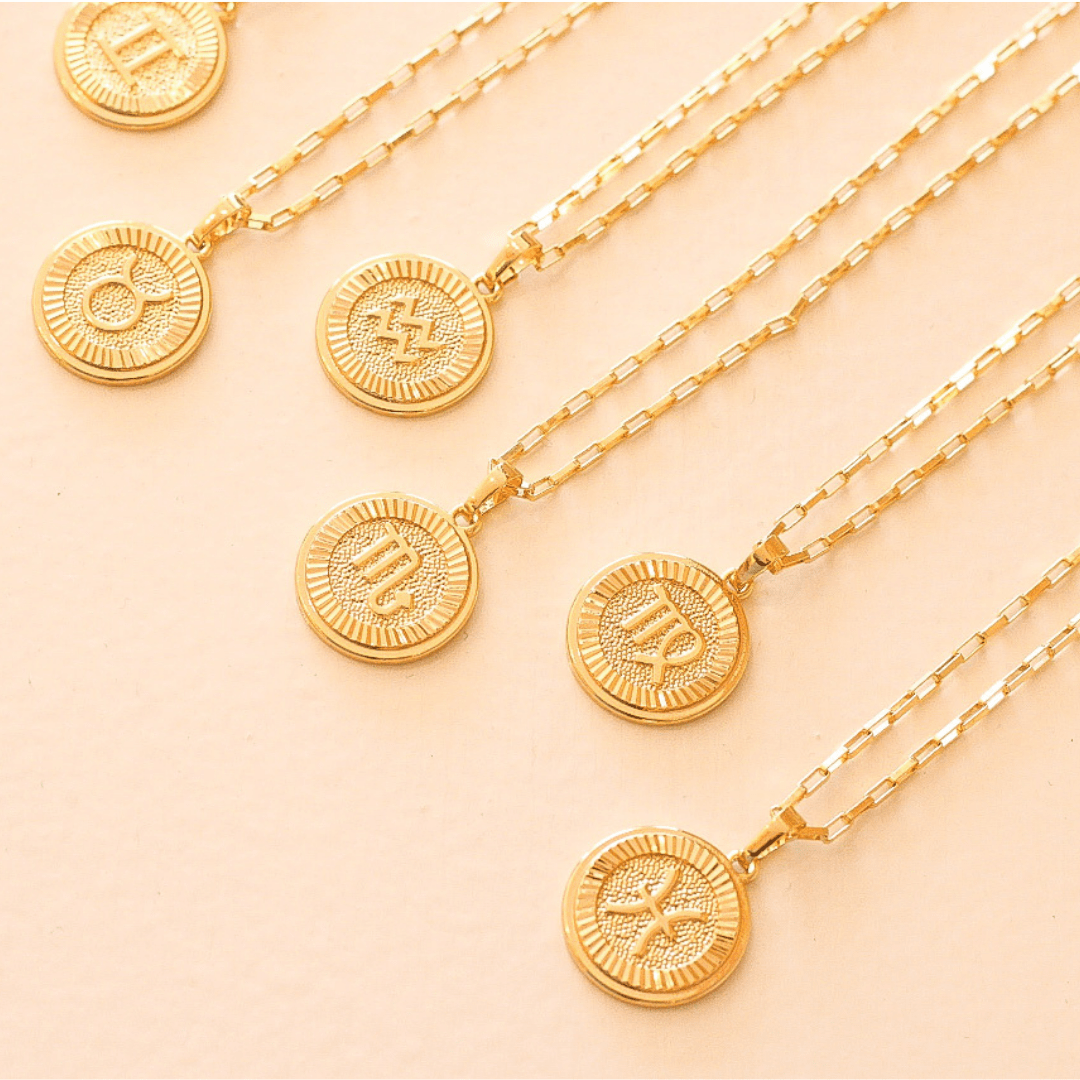 Zodiac Medallion Necklace Dainty Zodiac Medallion Necklace | Gold Filled Jewelry | Zodiac Symbols