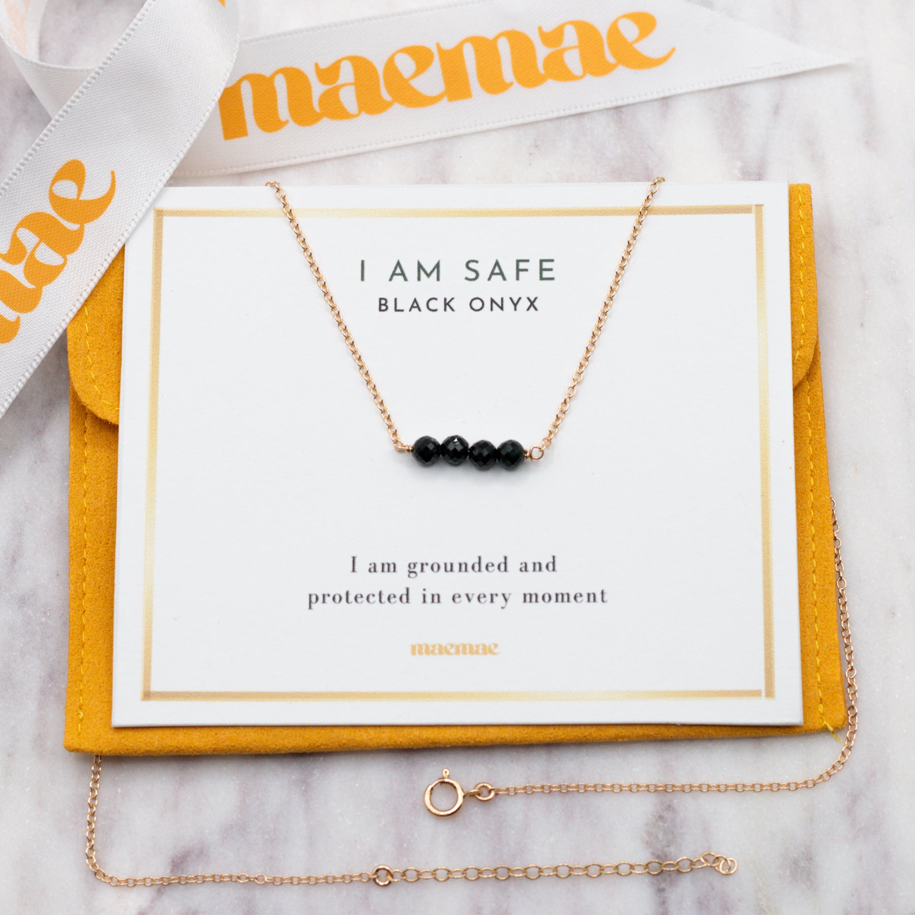 I Am Safe Necklace - Black Onyx - 14k Gold-Filled - MaeMae Jewelry