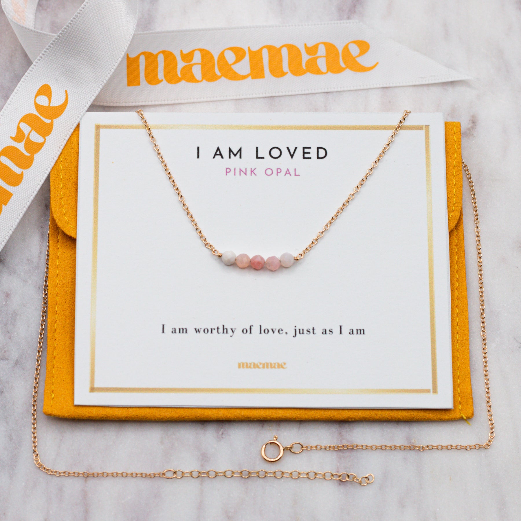 I Am Loved Necklace - Pink Opal - 14k Gold-Filled - MaeMae Jewelry