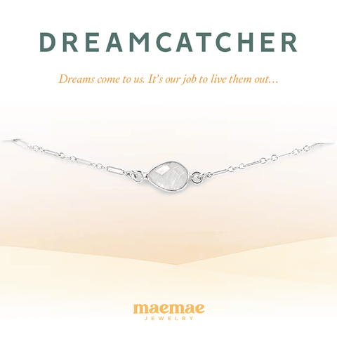 Dreamcatcher Moonstone Bracelet, Silver Dainty Bracelet MaeMae Jewelry | Rainbow Moonstone | Dreamcatcher Bracelet | Gold or Silver