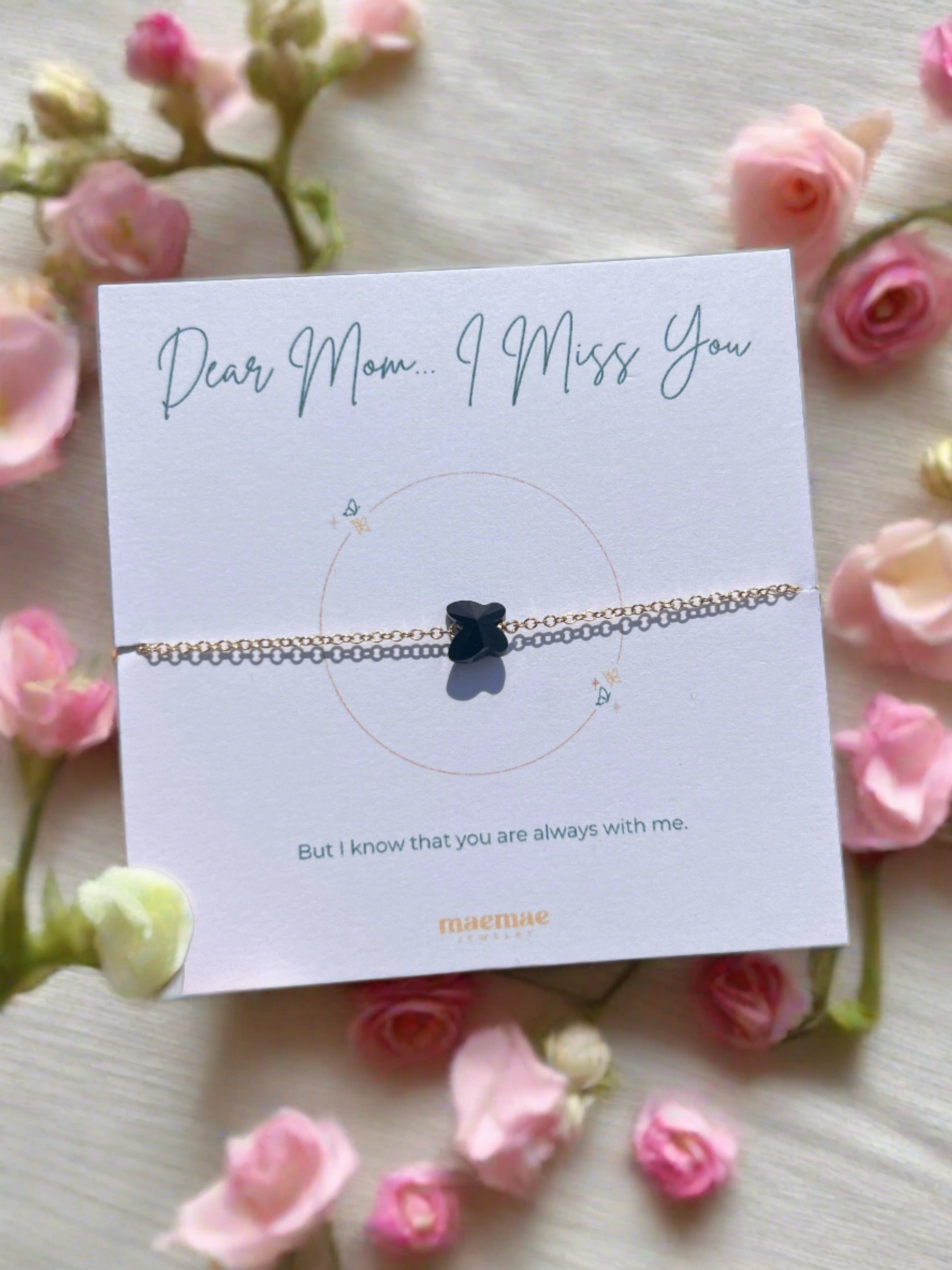 I Miss You Mom Butterfly Crystal Bracelet Dainty Bracelet MaeMae Jewelry | Butterfly Crystal | Dainty Bracelet | I Miss You Mom