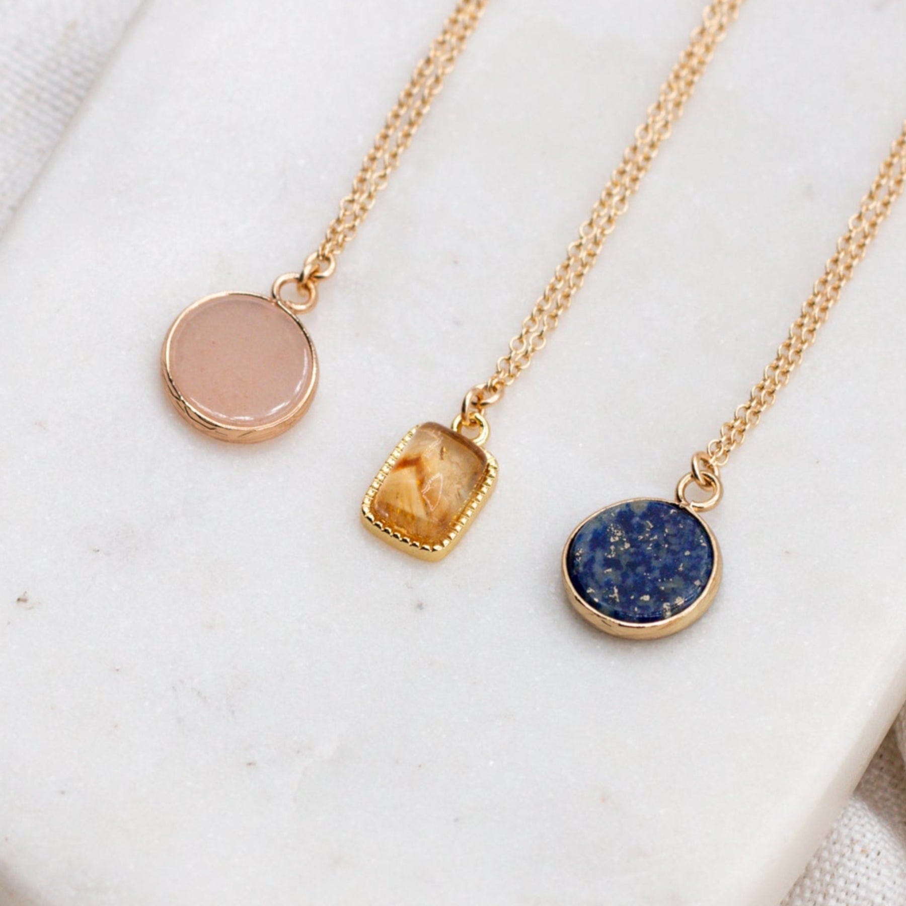 Citrine Abundance Stone Necklace Dainty Citrine Abundance Stone Necklace