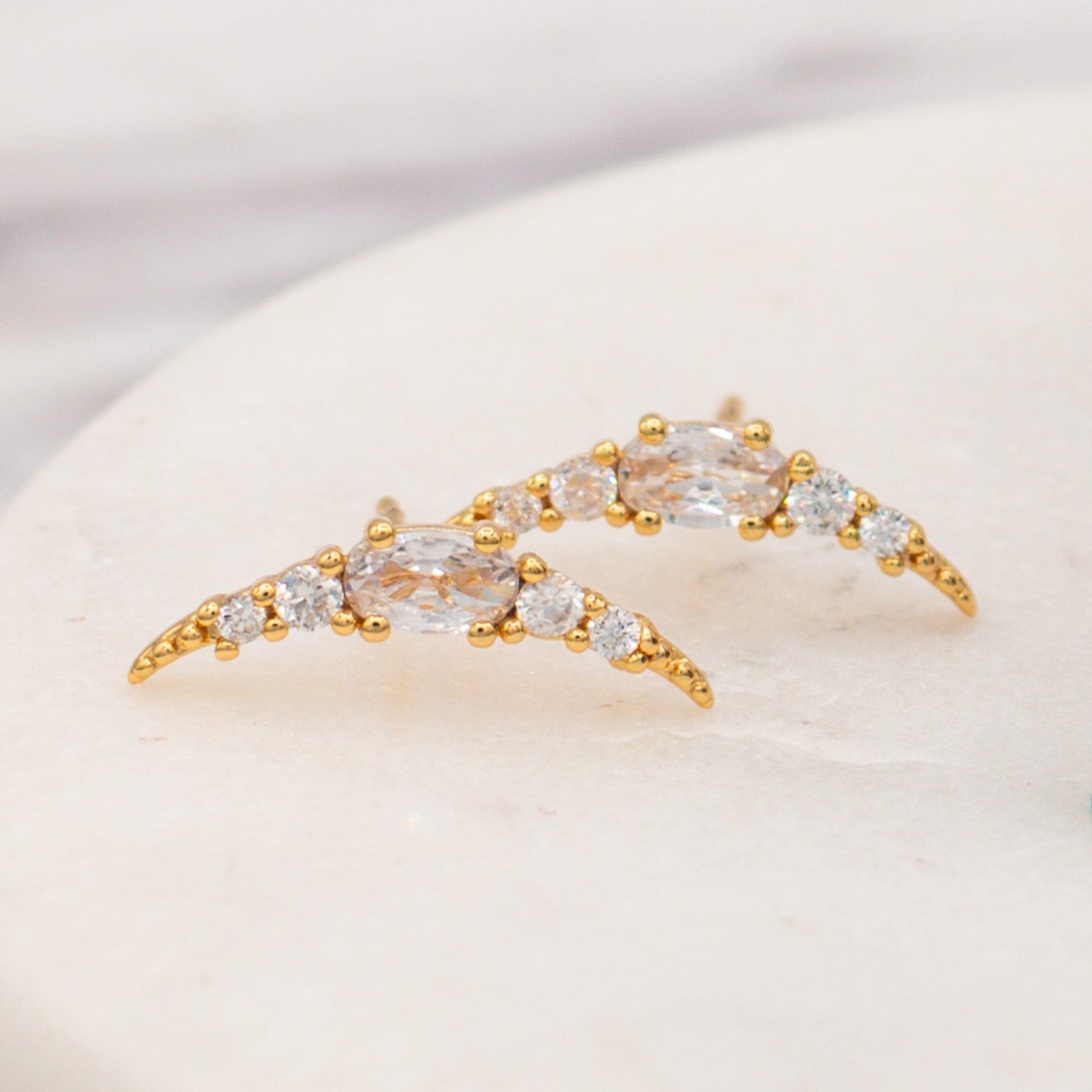 CZ Climber Studs Dainty Earrings