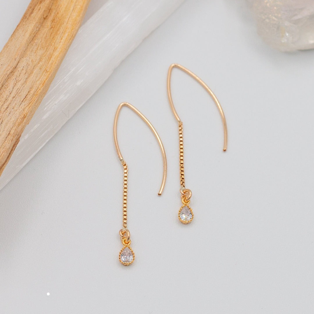 Sanctuary Drop CZ Earrings Dainty Earrings