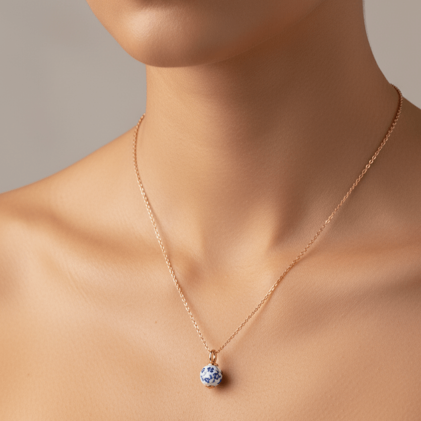The Heirloom Necklace Dainty Necklace 16-18" Heirloom Necklace Porcelain Charm - MaeMae Jewelry