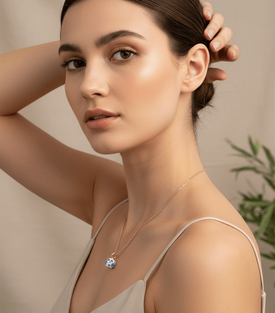The Heirloom Necklace Dainty Necklace 16-18" Heirloom Necklace Porcelain Charm - MaeMae Jewelry