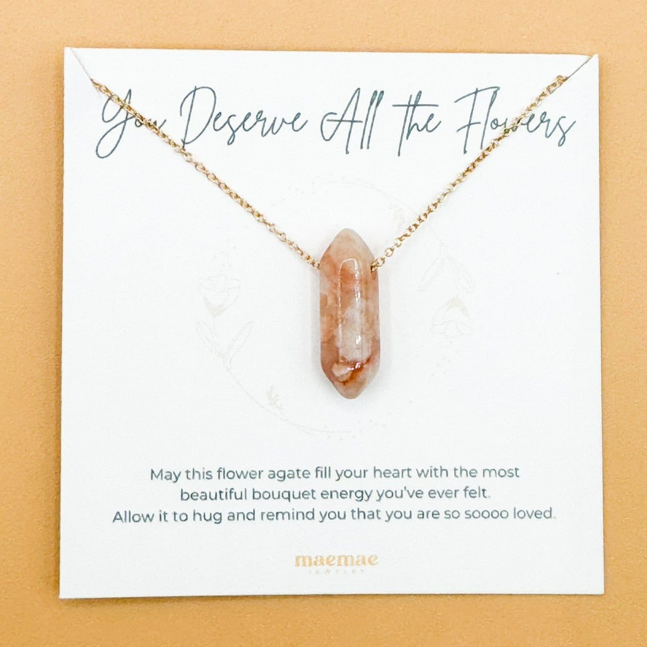 Flower Agate Crystal Necklace Dainty Necklace Flower Agate Crystal Necklace | You Deserve All the Flowers
