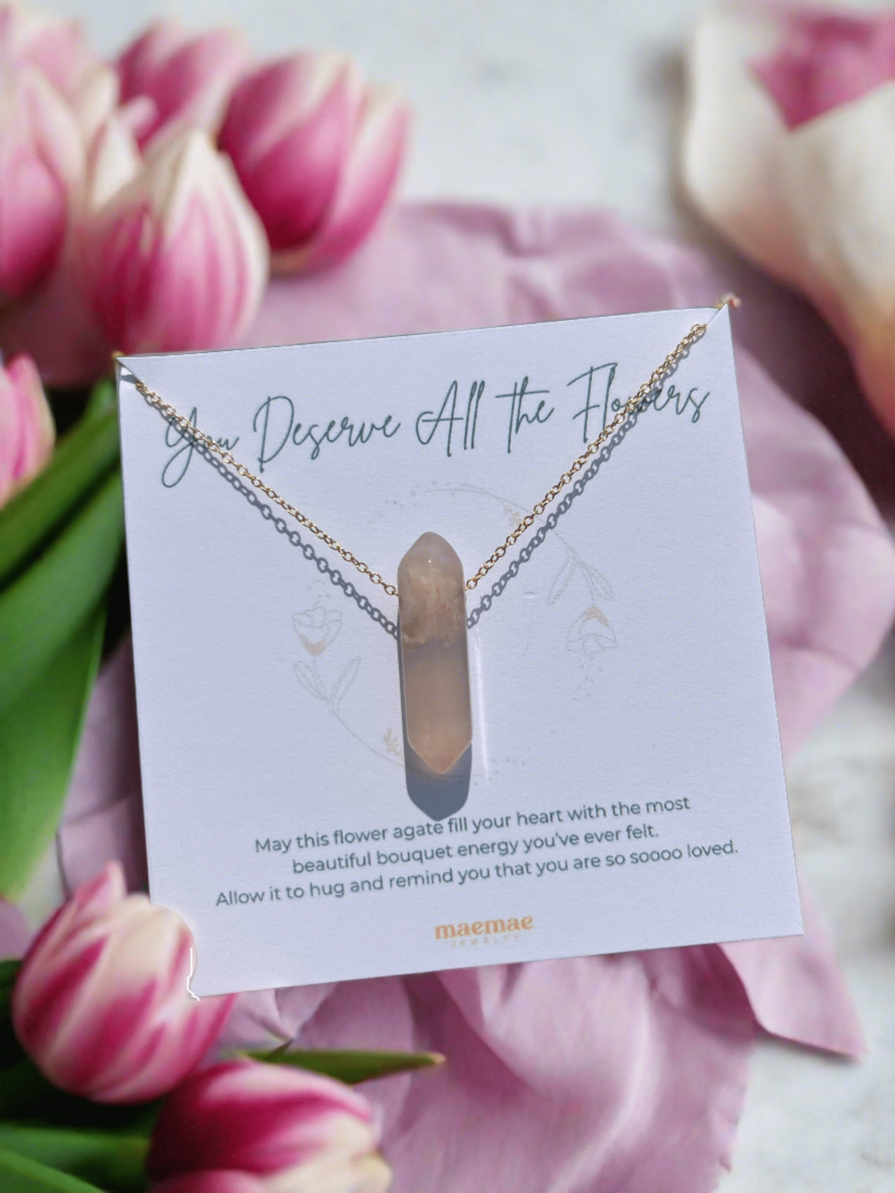 Flower Agate Crystal Necklace Dainty Necklace Flower Agate Crystal Necklace | You Deserve All the Flowers