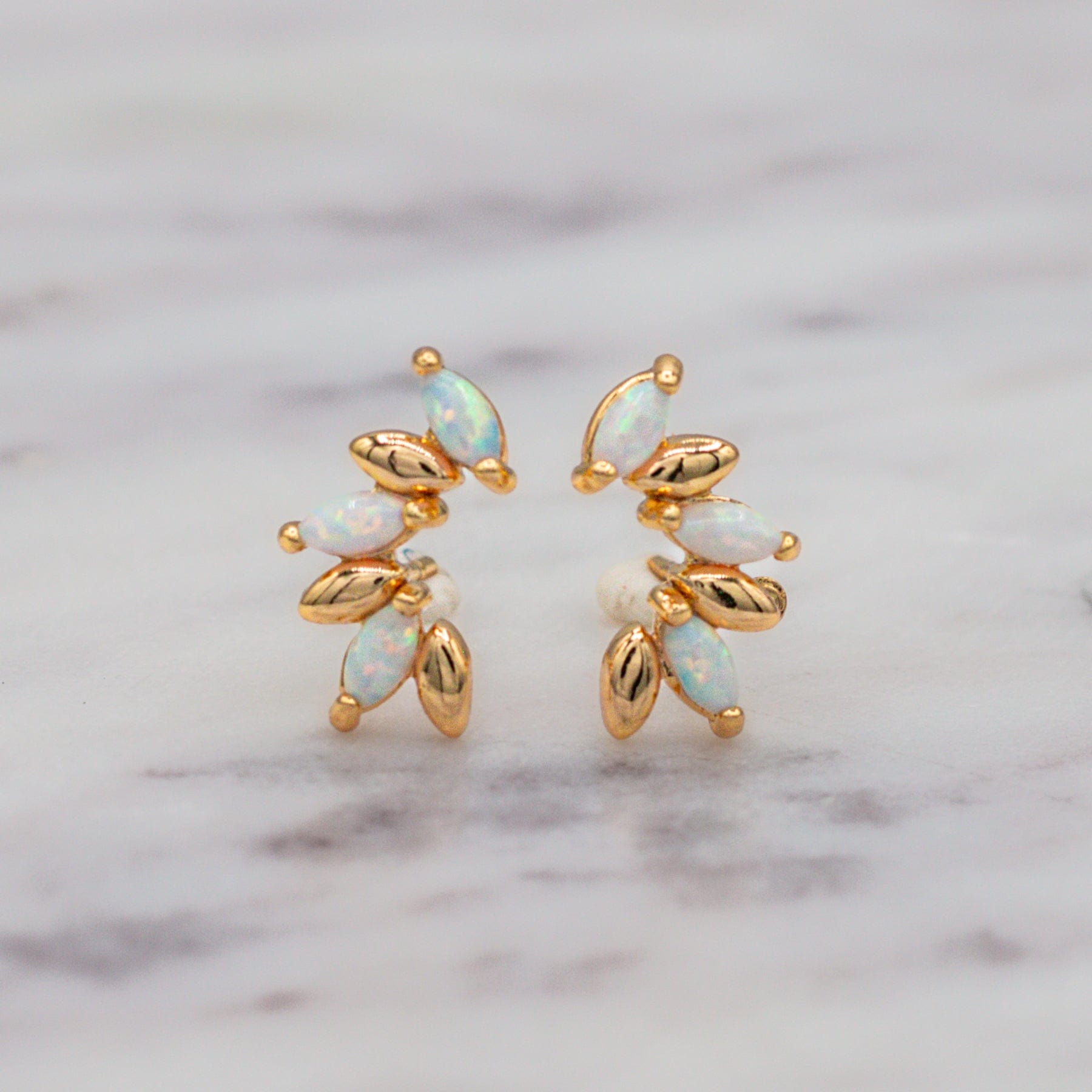 Opal Marquise Stud Earrings Dainty