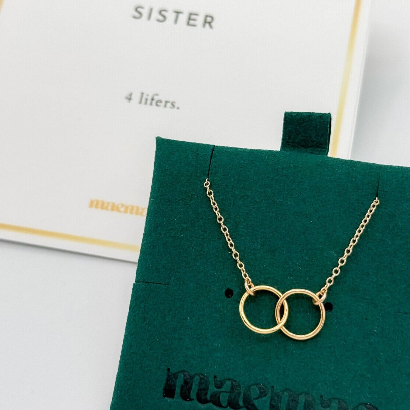 Sister Necklace Dainty Sisters Necklace - 14k Gold-Filled Double Circle - MaeMae Jewelry