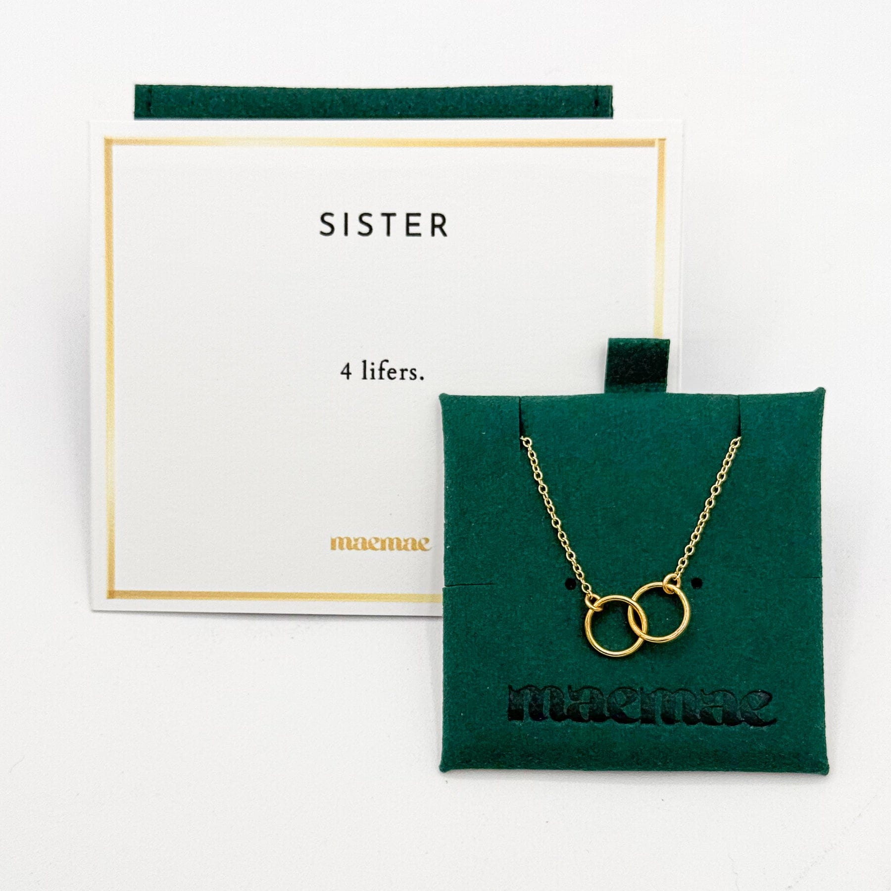 Sister Necklace Dainty Sisters Necklace - 14k Gold-Filled Double Circle - MaeMae Jewelry