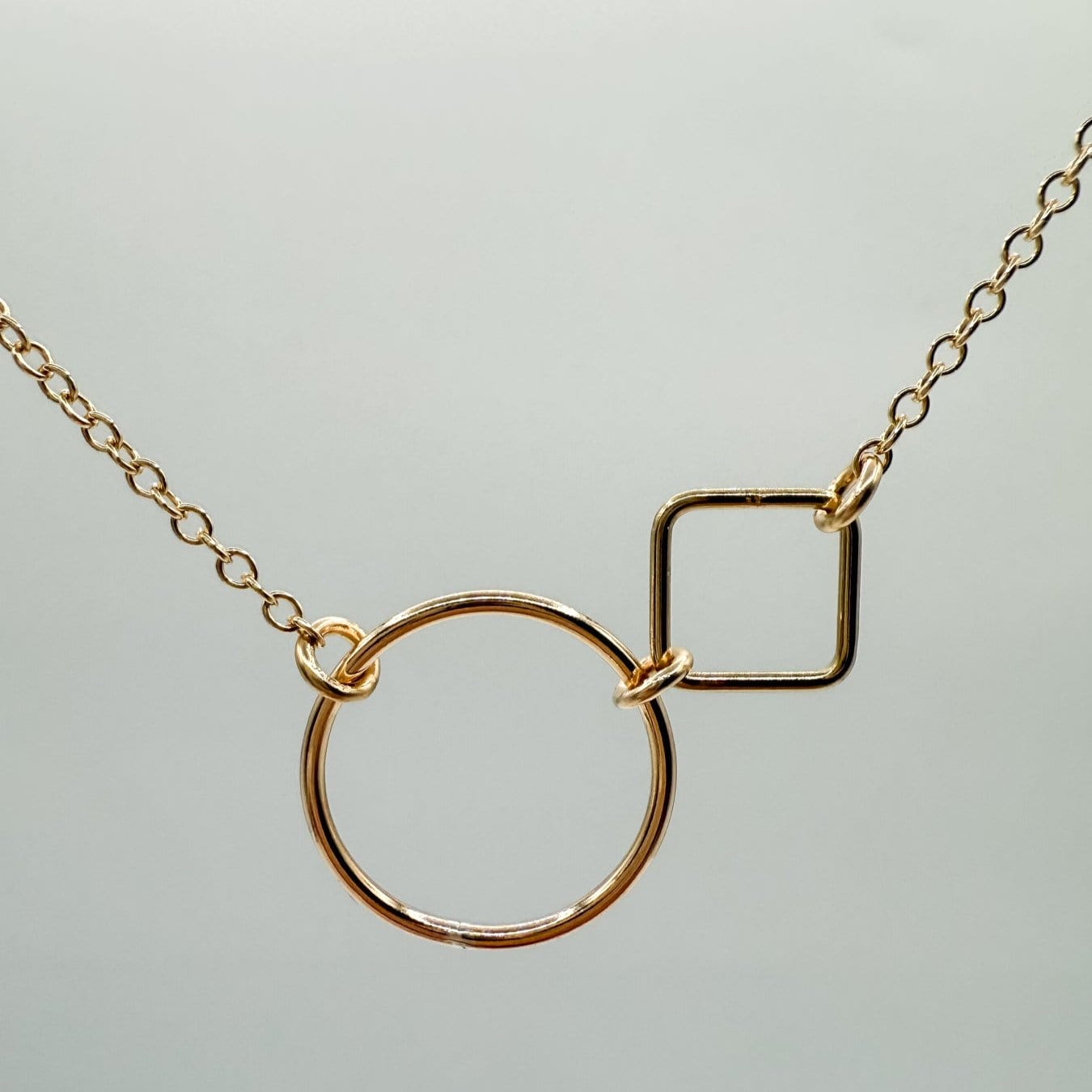 Soul Sister Necklace Dainty Soul Sister Necklace-14k Gold-Filled Circle & Square - MaeMae Jewelry