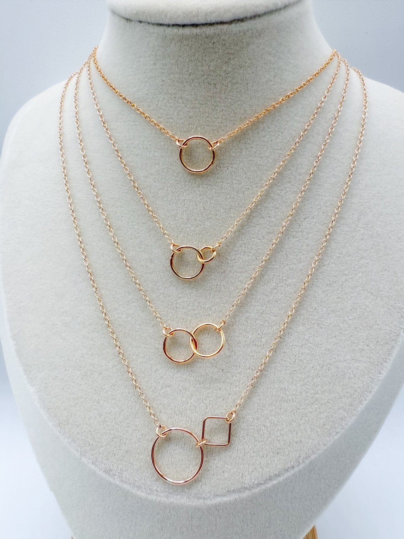 Soul Sister Necklace Dainty Soul Sister Necklace-14k Gold-Filled Circle & Square - MaeMae Jewelry