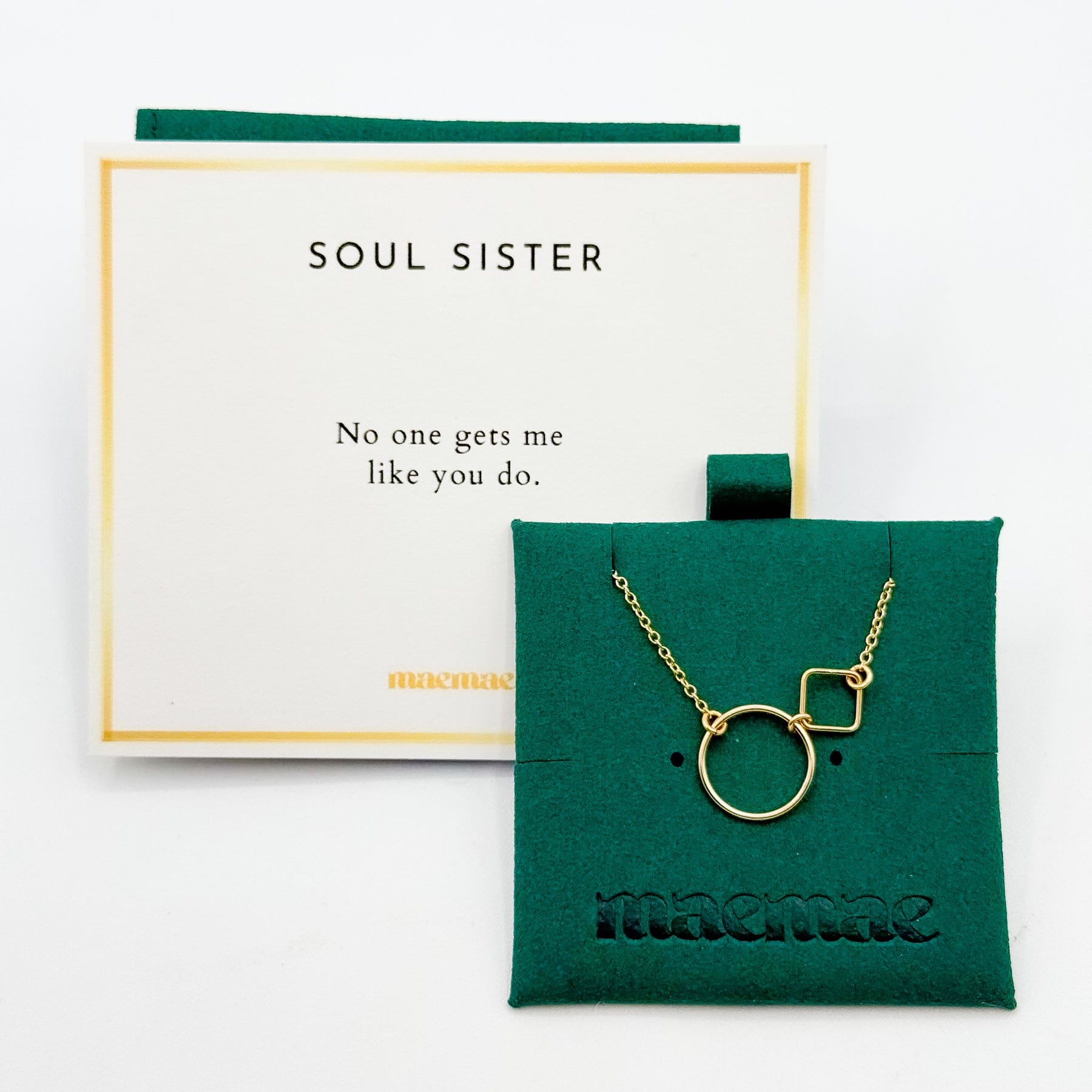 Soul Sister Necklace Dainty Soul Sister Necklace-14k Gold-Filled Circle & Square - MaeMae Jewelry