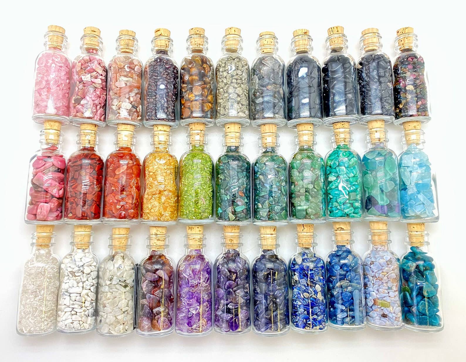 Gemstone Crystal Bottle - Gemstone Bottle - Crystal Chips Dainty