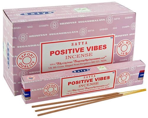 Positive Vibes Satya Incense Sticks 1 Dozen 15 Gram Packs Dainty Incense