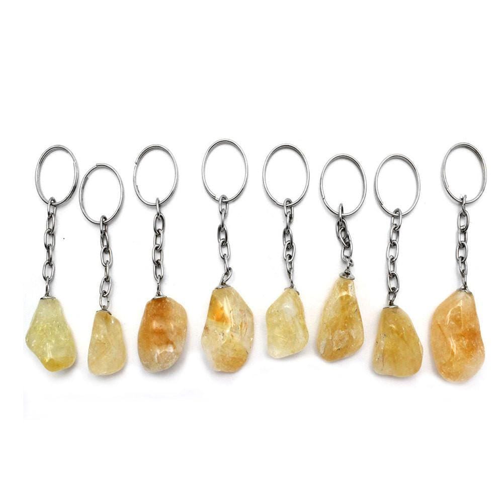 Polished Stone Crystal Keychain Dainty Accessories Citrine Natural Stone | Tumbled Stone | Worry Stone Crystal Keychains