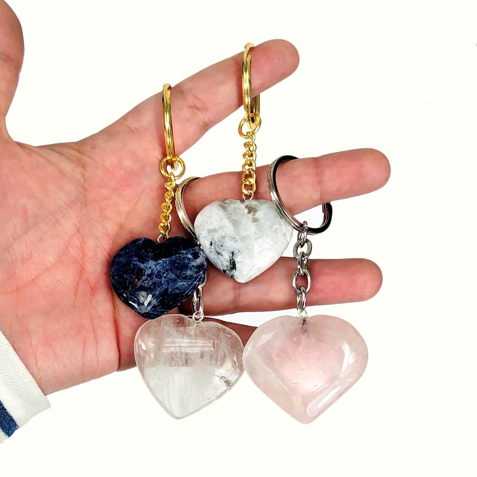 Crystal Heart Keychains Dainty Accessories Natural Stone | Heart-Shaped | Worry Stone Crystal Keychains