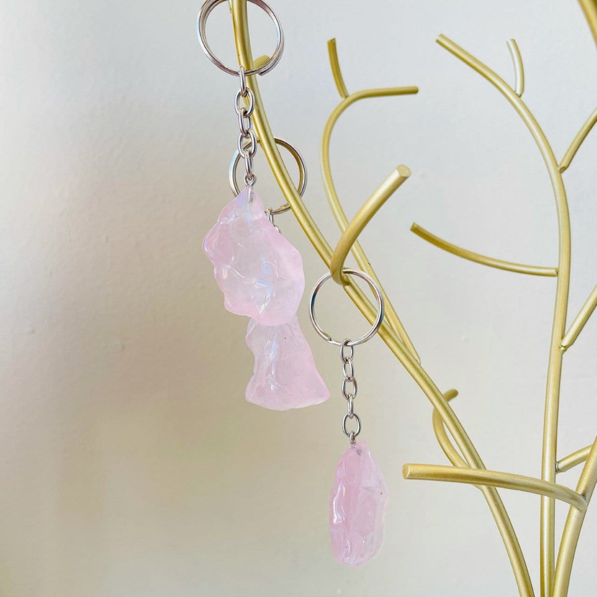 Polished Stone Crystal Keychain Dainty Accessories Grade A Rose Quartz Natural Stone | Tumbled Stone | Worry Stone Crystal Keychains