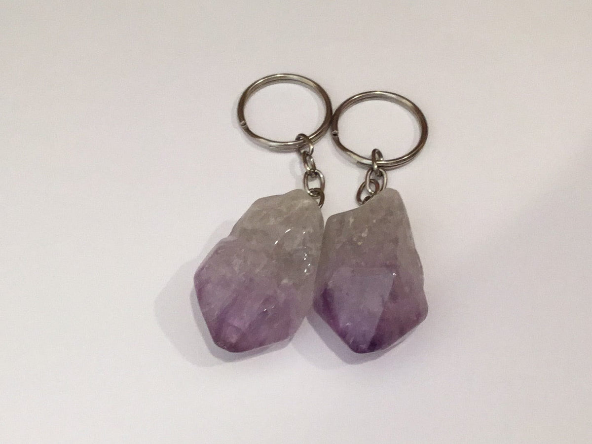 Polished Stone Crystal Keychain Dainty Accessories Polished Amethyst Points Natural Stone | Tumbled Stone | Worry Stone Crystal Keychains