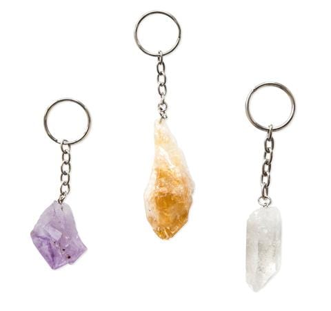 Raw Stone Crystal Keychain Dainty Accessories Genuine Crystal Point Keychains | Natural Stone | Rough Crystals