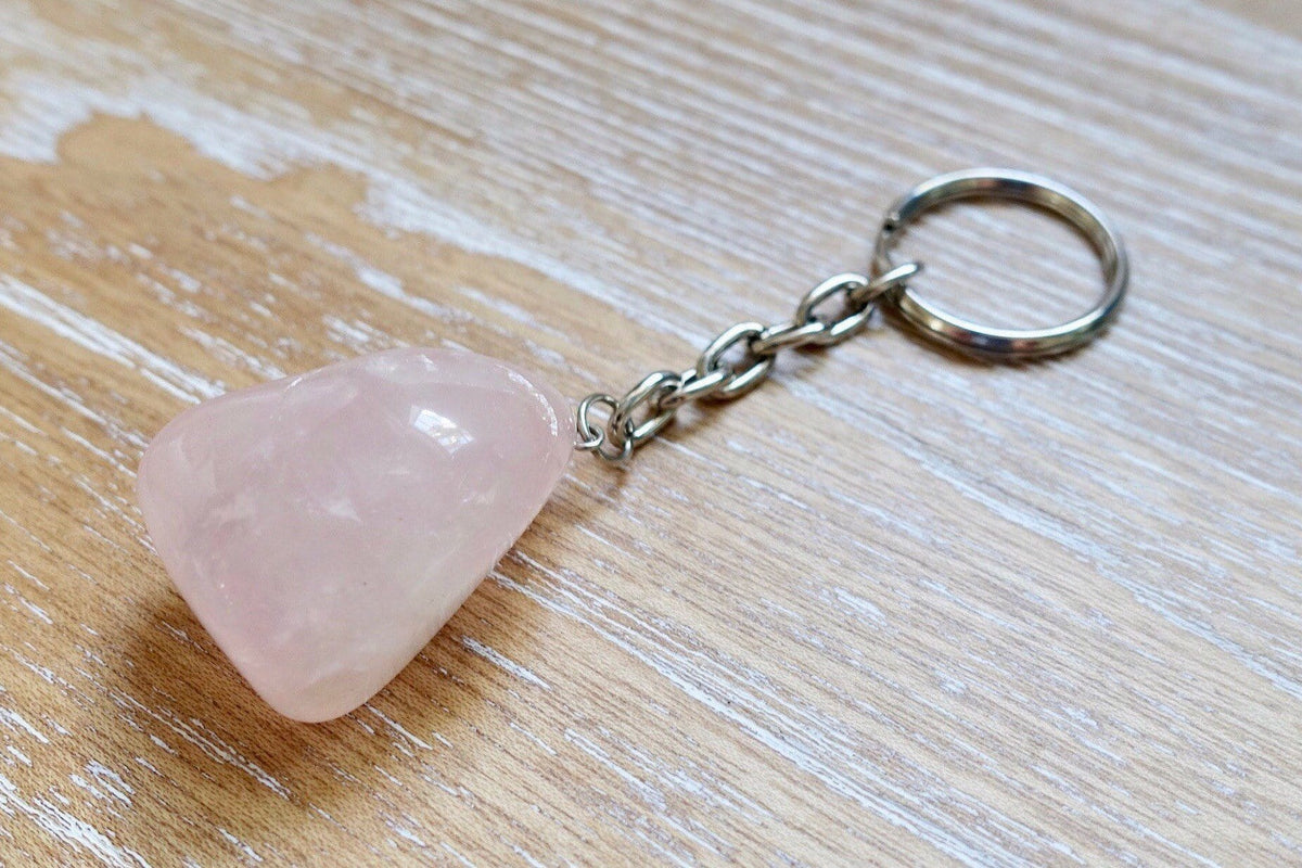 Polished Stone Crystal Keychain Dainty Accessories Rose Quartz Natural Stone | Tumbled Stone | Worry Stone Crystal Keychains