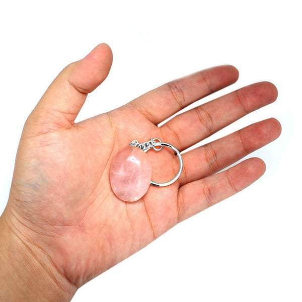 Worry Stone Crystal Keychain Dainty Accessories Rose Quartz Natural Stone | Thumb Stone | Worry Stone Crystal Keychains