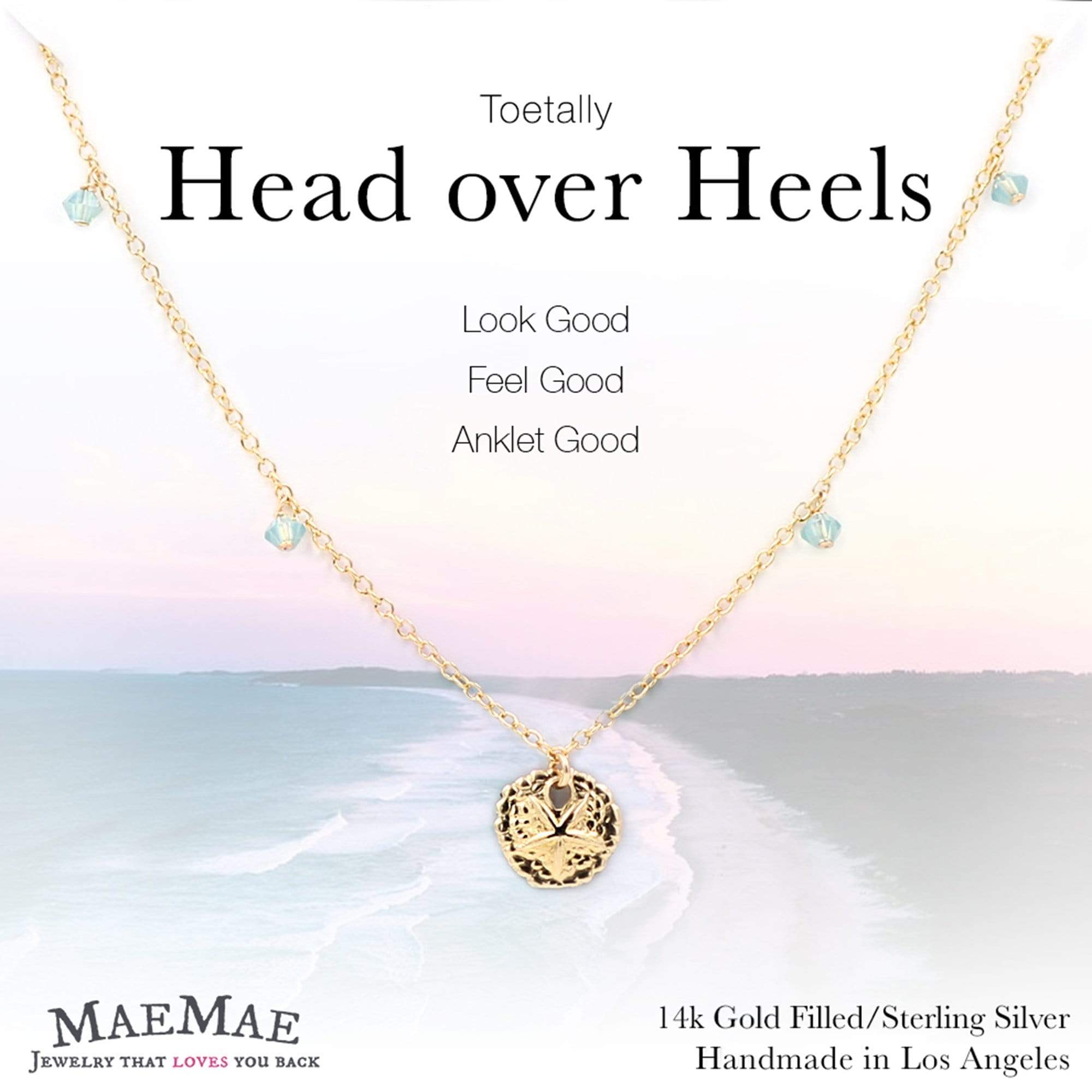 Gold Sand Dollar pendant anklet on card