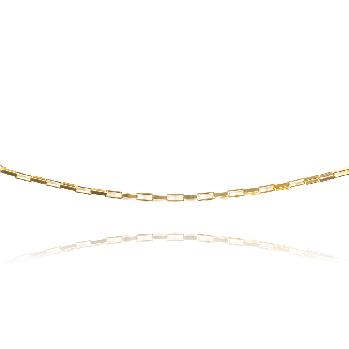 Align gold chain anklet on white background