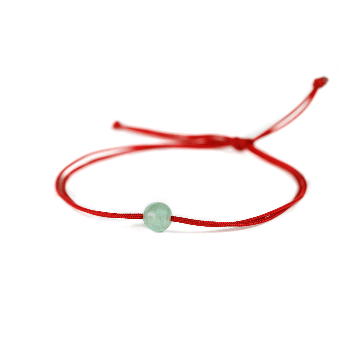 Jade stone on adjustable red nylon string