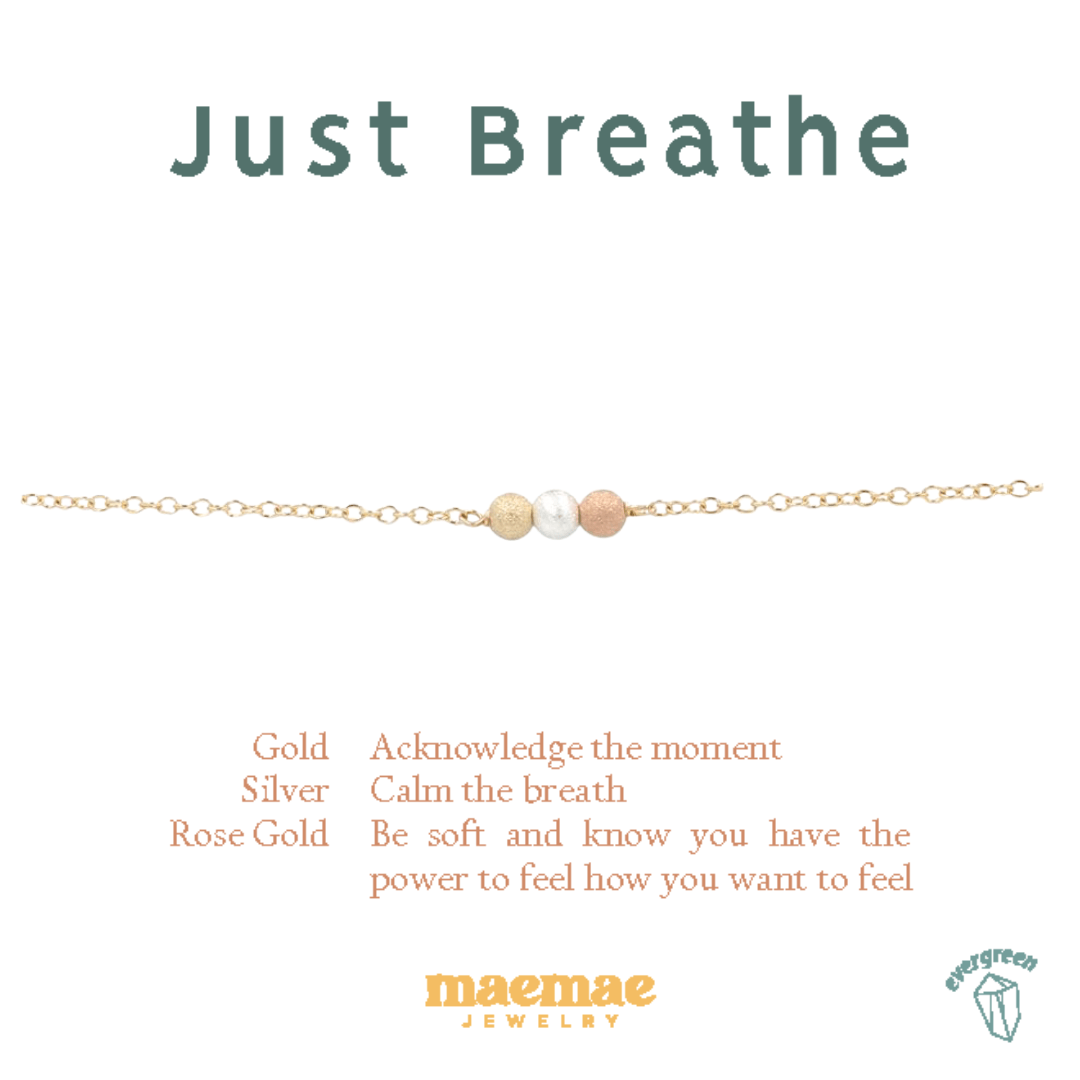 Just Breathe Bracelet Dainty Bracelet MaeMae Jewelry | Just Breathe Bracelet | Dainty Tri-Tone | Gold or Silver