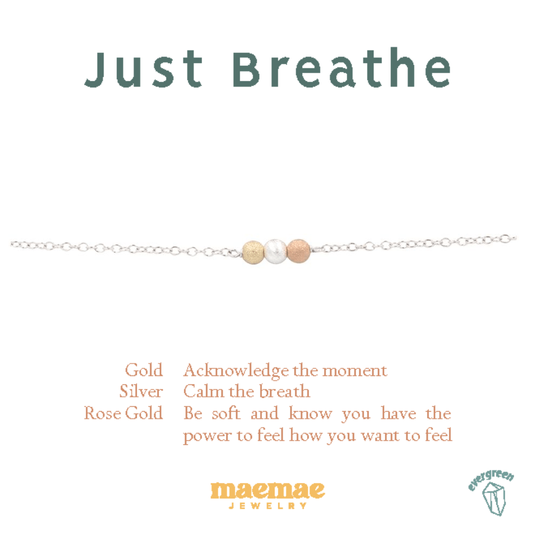 Just Breathe Bracelet Dainty Bracelet MaeMae Jewelry | Just Breathe Bracelet | Dainty Tri-Tone | Gold or Silver