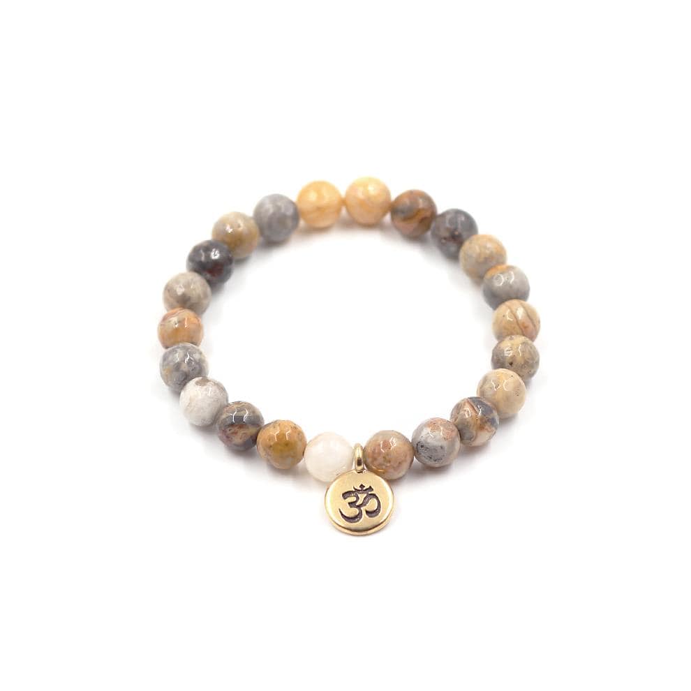 MaeMae Custom Stone Bracelet with Lace Agate Stones. 