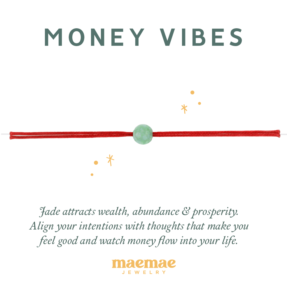 MaeMae Jewelry Money Vibes Jade Red String Bracelet